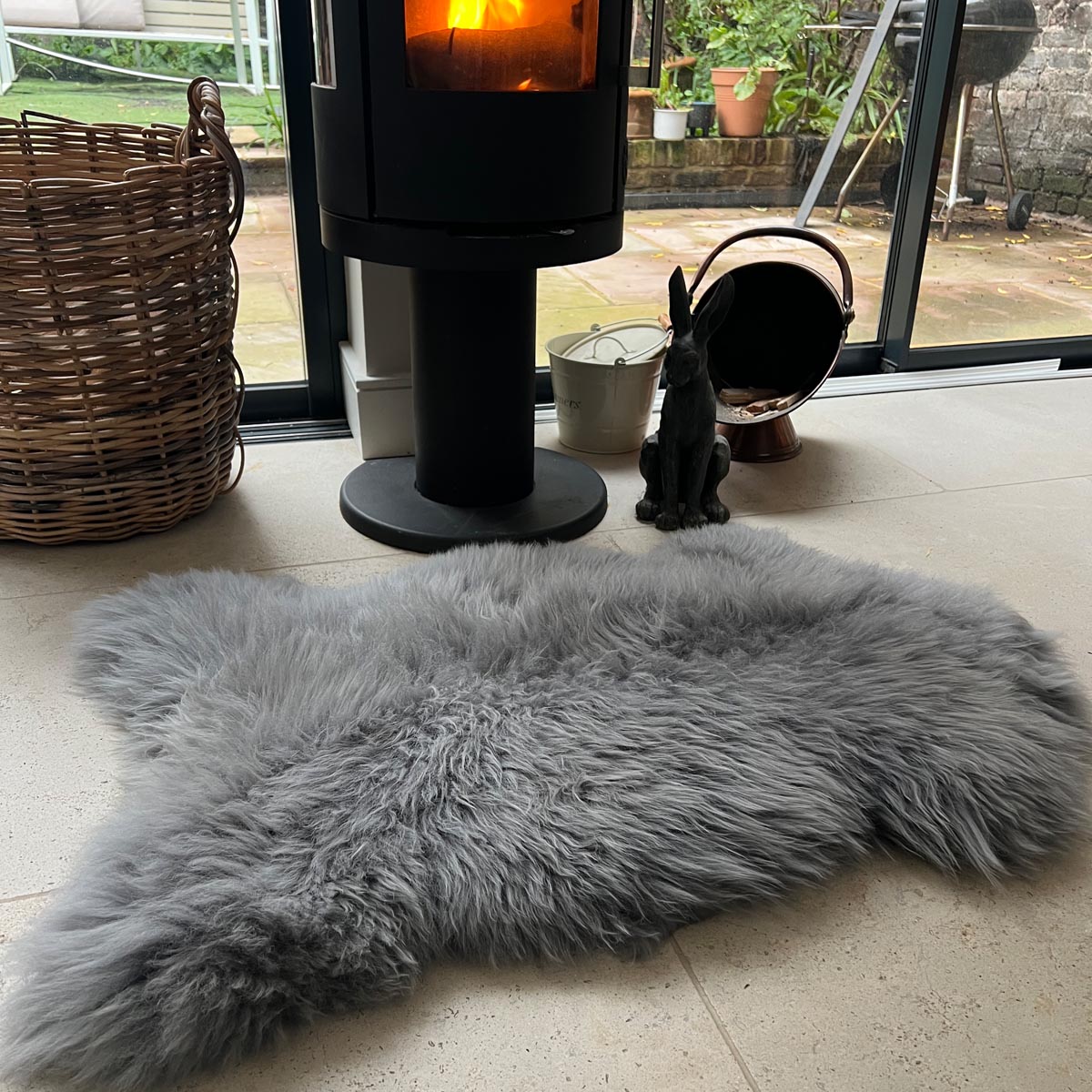 Top Quality British Light Slate Grey Sheepskin Rug Sheep Skin Throw 100% Natural English Free-range UK Hygge Nordic Decor