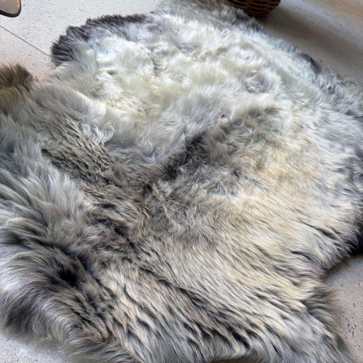 Large Rare Breed British Sheepskin – Ash & Charcoal Ripple