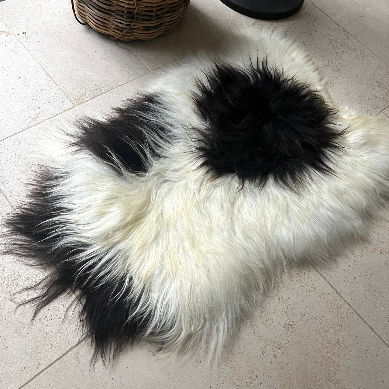 Icelandic Rare Breed YinYang Black & White Sheepskin Hide Unique Large 240102IL02