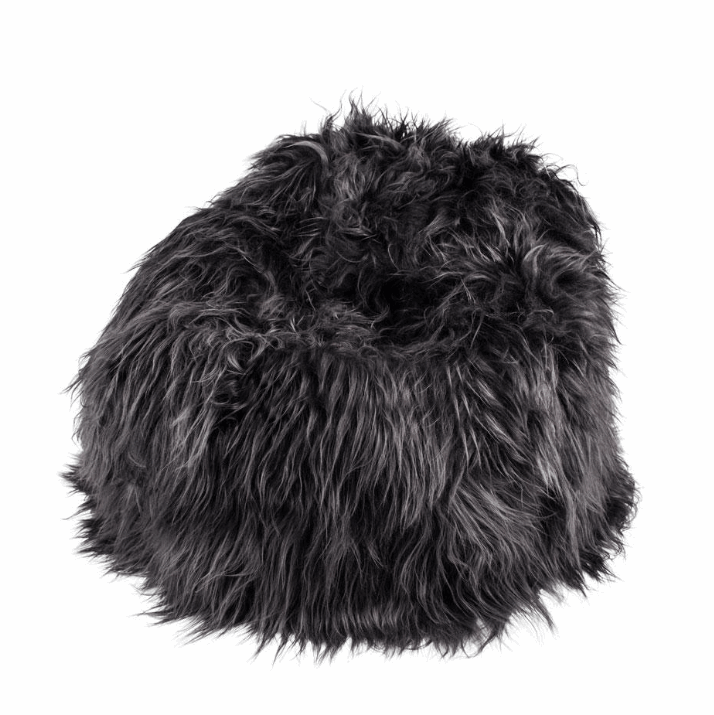 100% Icelandic Longhair Sheepskin Beanbag Chair Graphite - Wildash London
