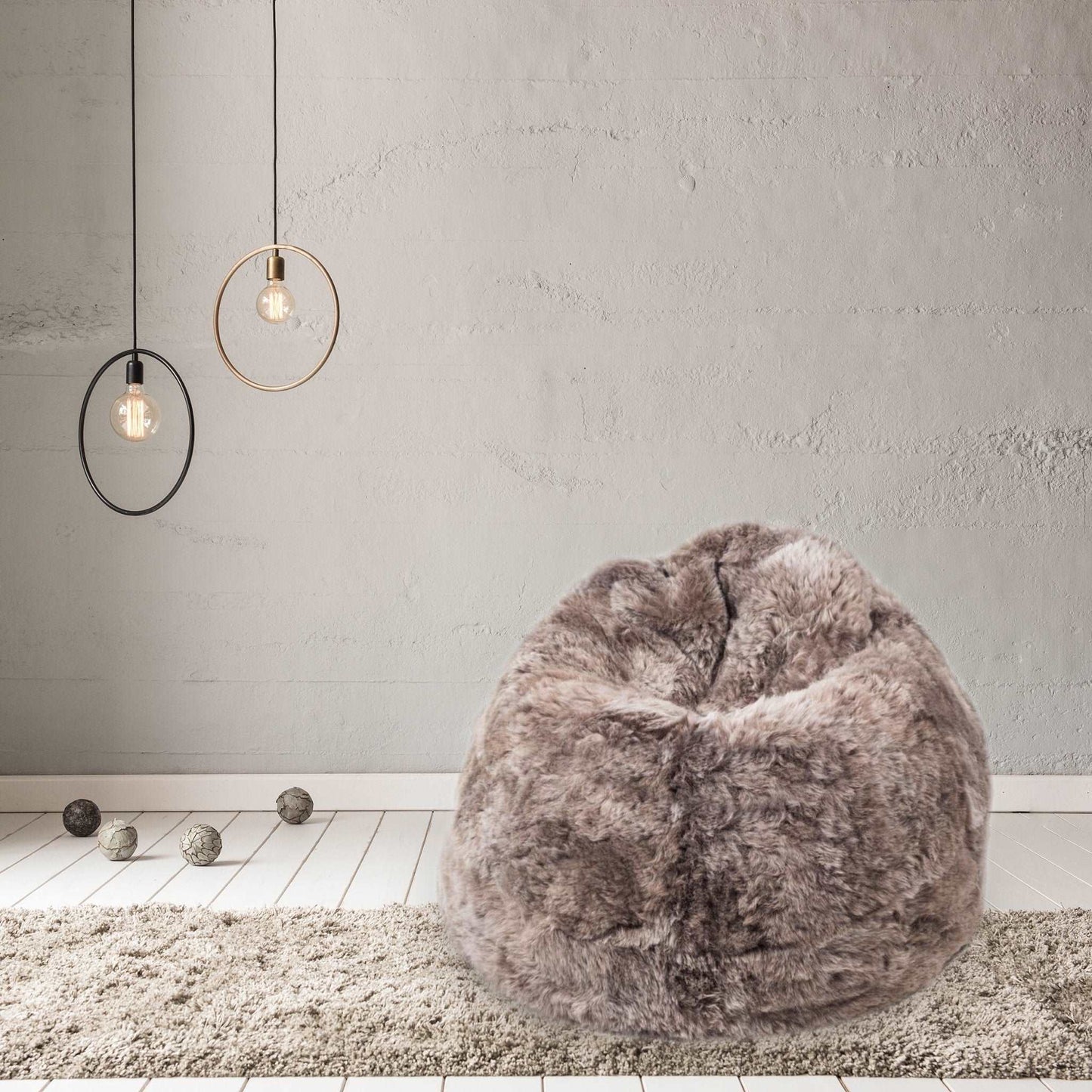 100% Icelandic Shorn Sheepskin Beanbag Chair Taupe - Wildash London