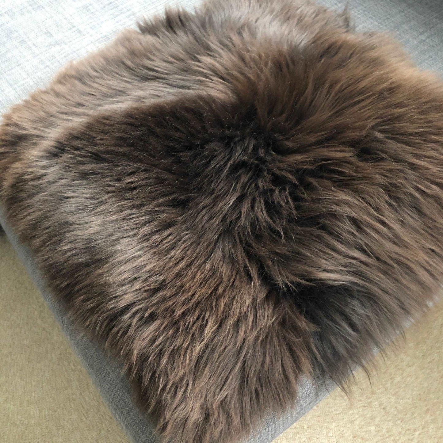100% Real Eco Sheepskin Seat Pad British Square 37cm Natural Brown - Wildash London