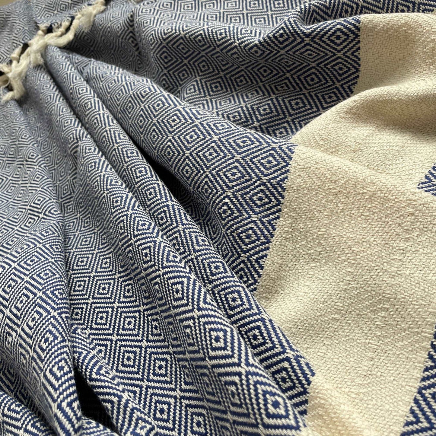 Alicia King Size Bed Throw XL | Navy Blue - Wildash London