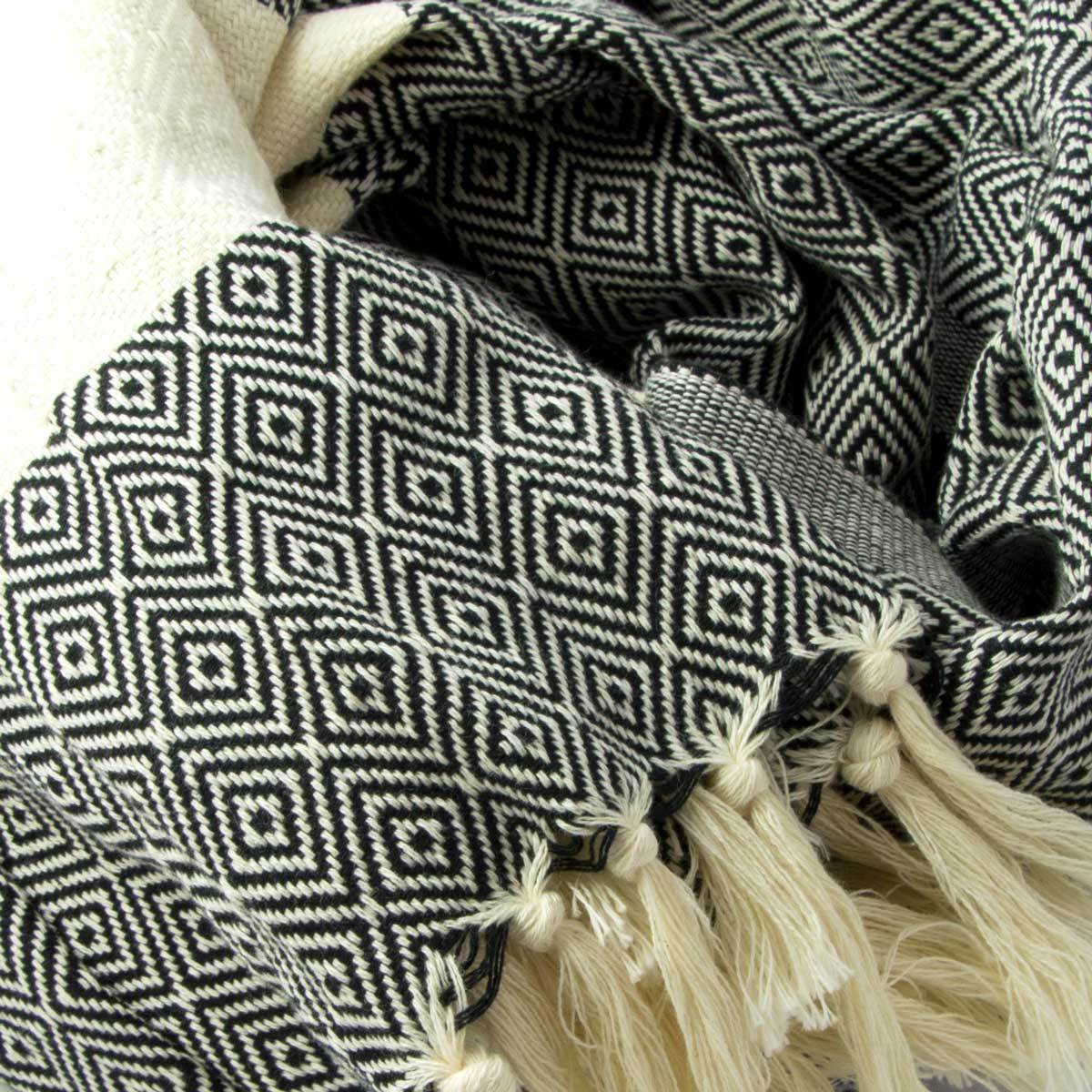 Alicia XL Coal Black Bed Throw 200cm x 240cm - Wildash London