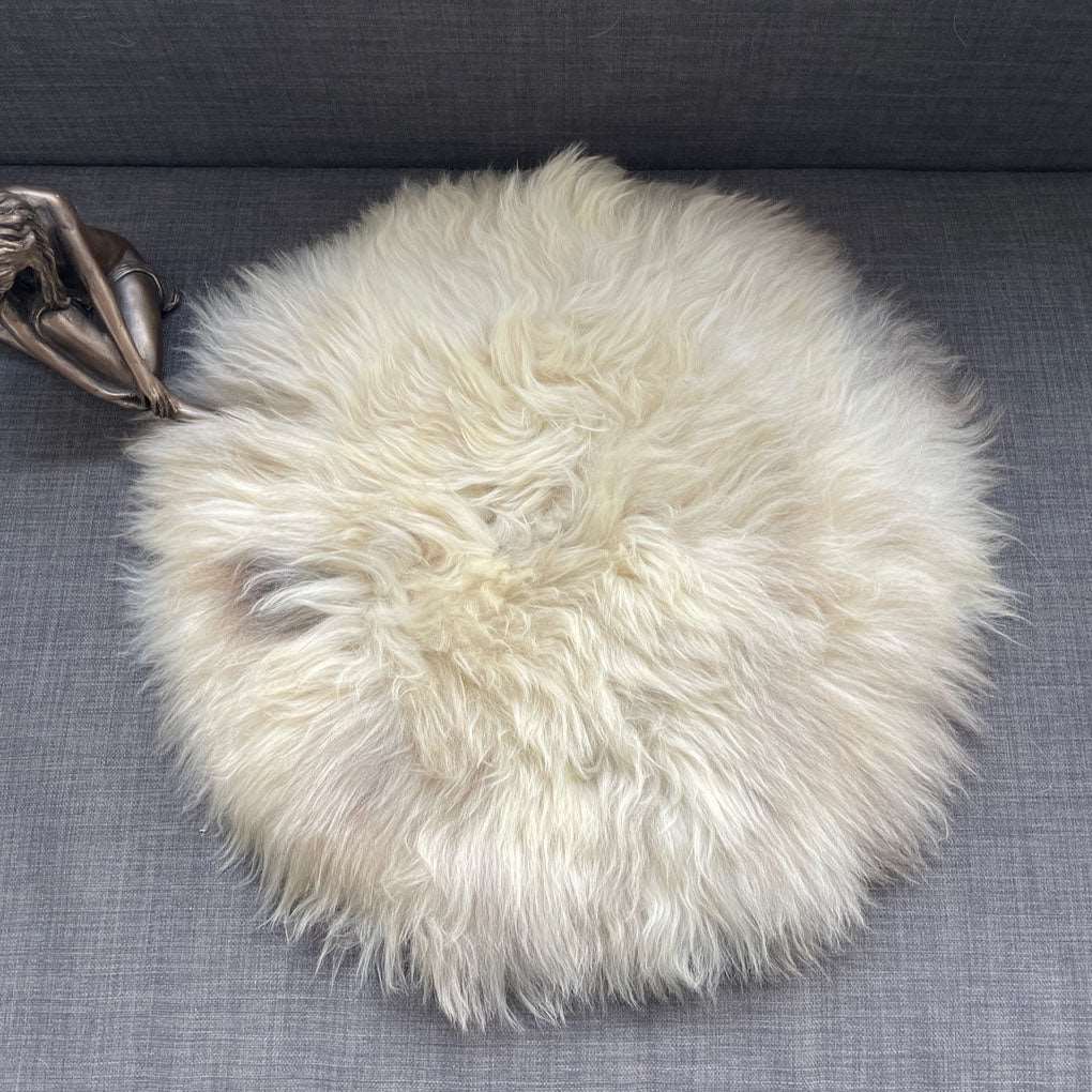 British Sheepskin Roundie Brindle Mix Natural ::: 45cm Seat Cover - Wildash London