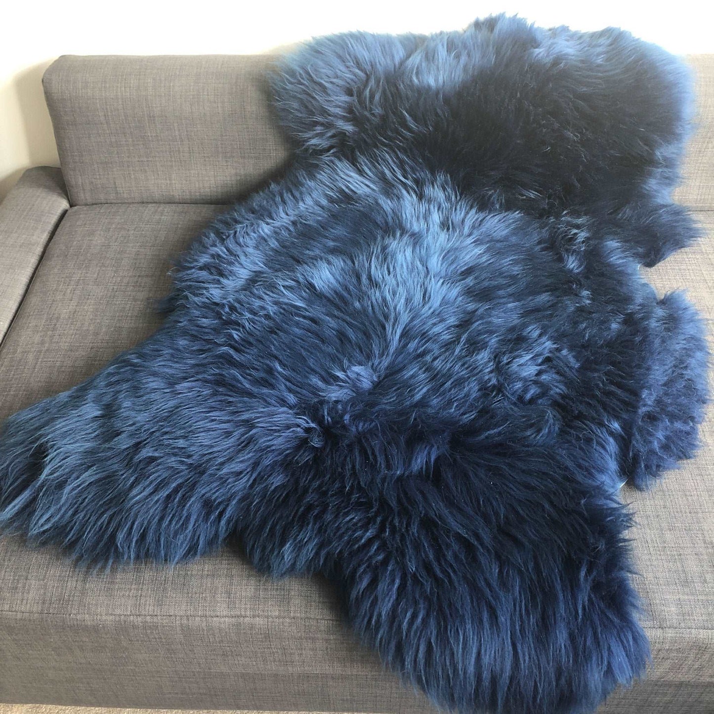 British Sheepskin Rug Bright Navy Blue | Fleece Throw | Scandi Decor | Wildash London - Wildash London