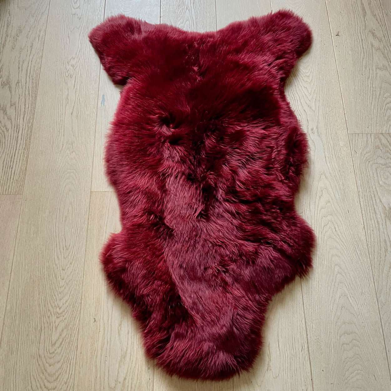 British Sheepskin Rug | Fleece Throw | Bordeaux Red - Wildash London