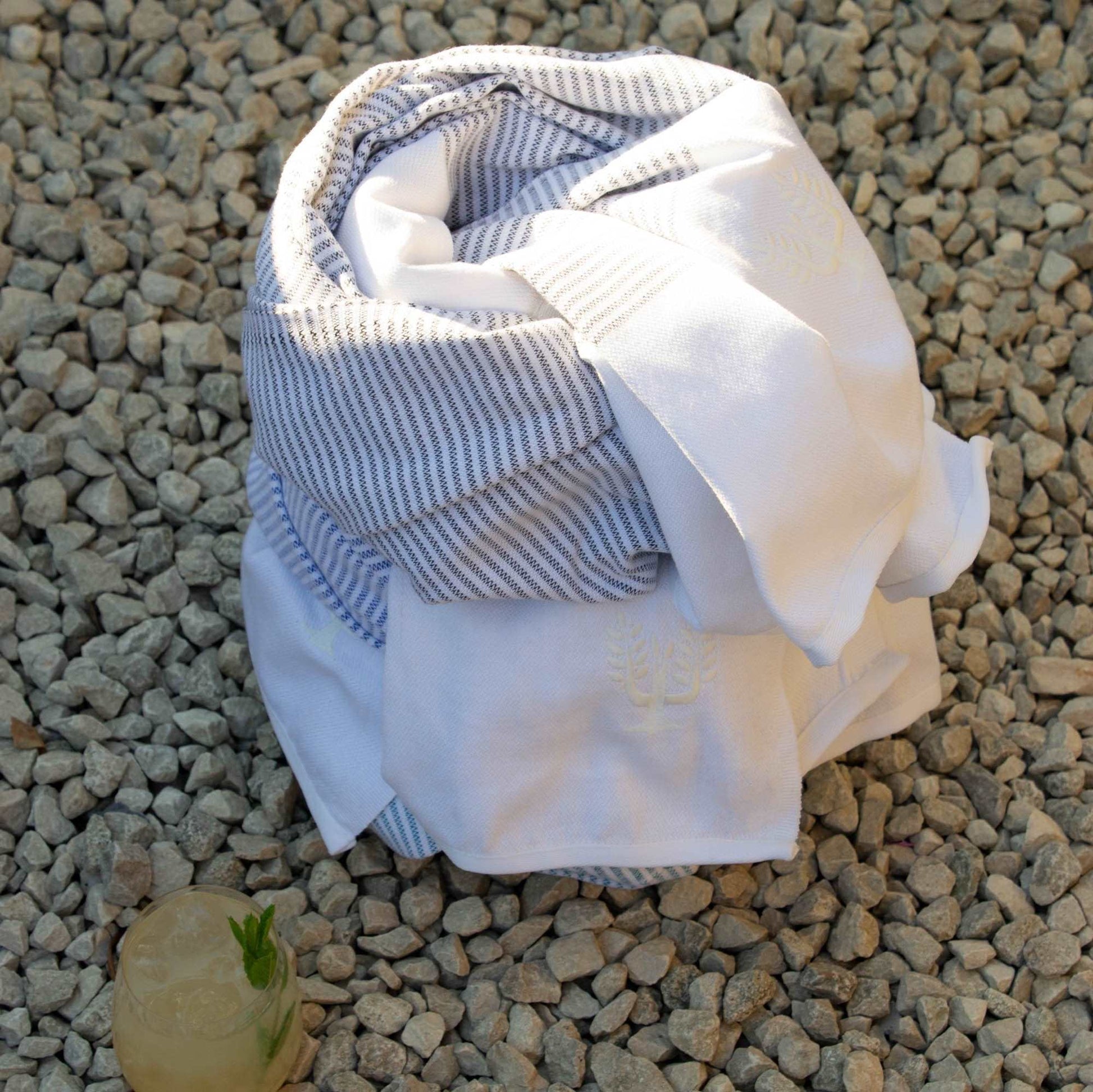 Cancun Striped Hammam Towel | Graphite - Wildash London