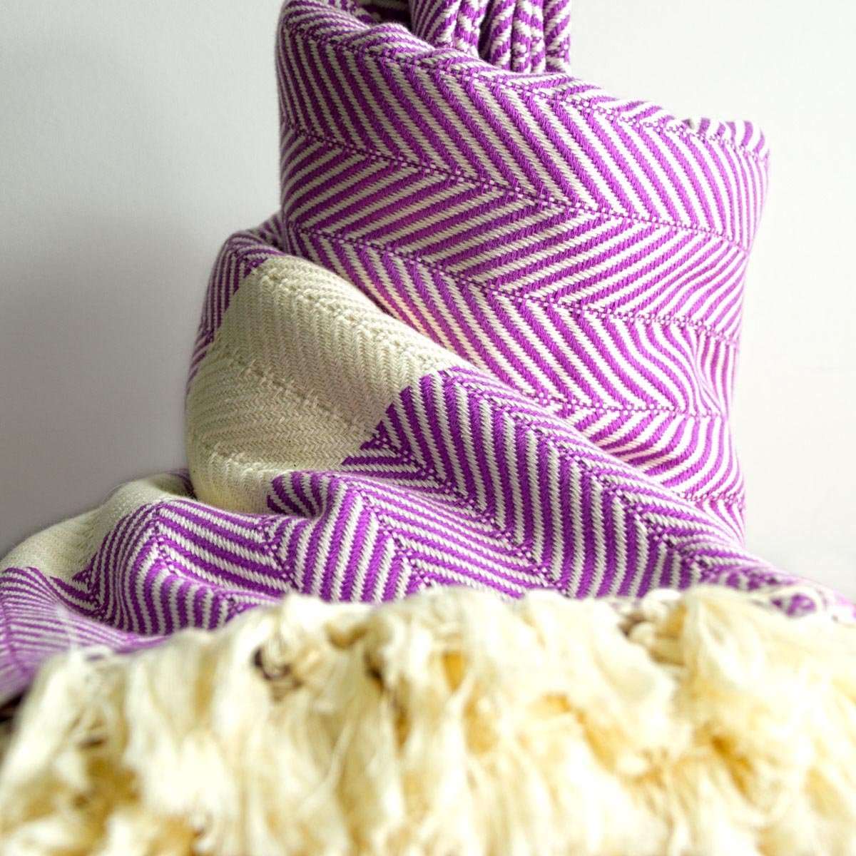 Chevron Organic Cotton Heavyweight Throw - Dewberry - Wildash London