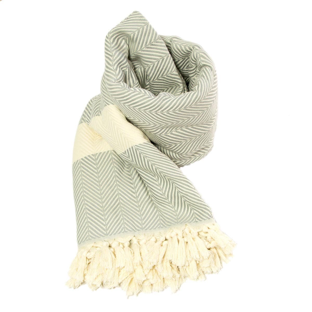 Chevron Organic Cotton Heavyweight Throw - Pewter - Wildash London