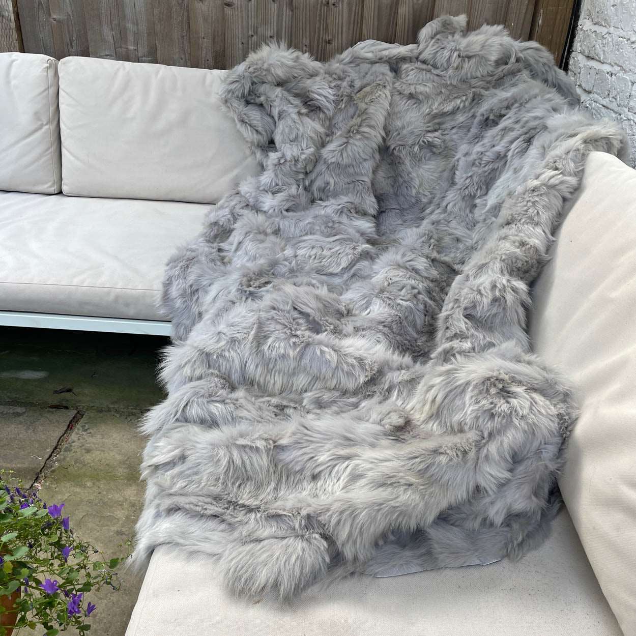 Dove Grey Shearling Throw | Fur Blanket | Sheepskin Rug | JUB2203 - Wildash London