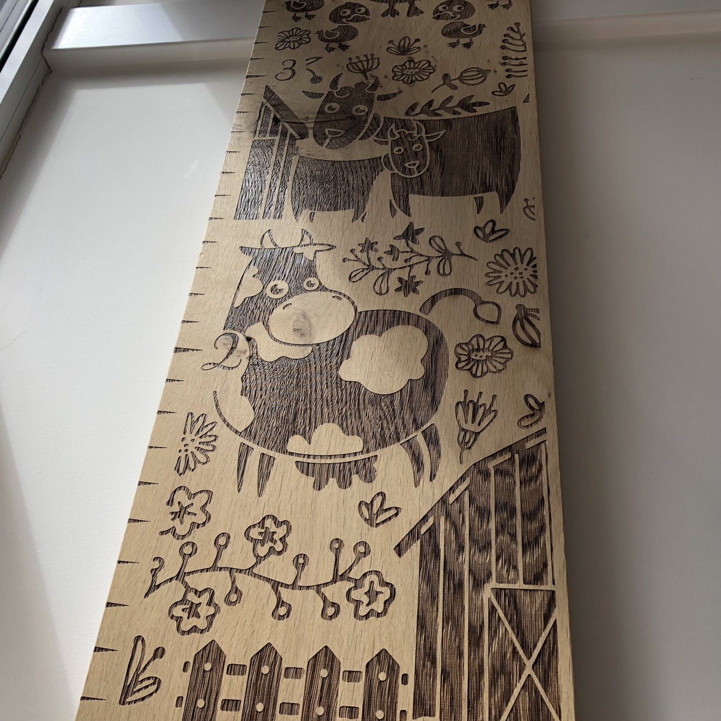 Farmers Paradise Solid Oak Engraved Personalised Height Chart - Wildash London