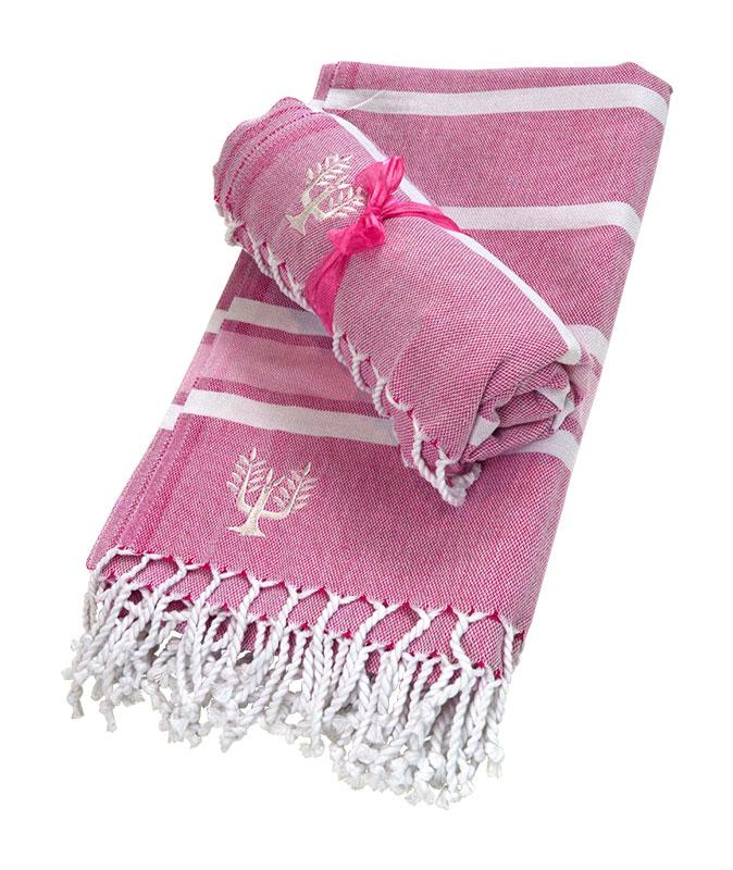 Hampton Hammam Towel | Pink & Orange | Wildash London - Wildash London