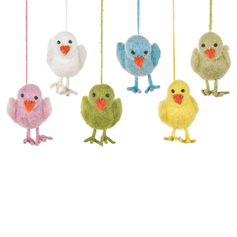 Handmade Felt Hanging Easter Chicks Decoration - Wildash London