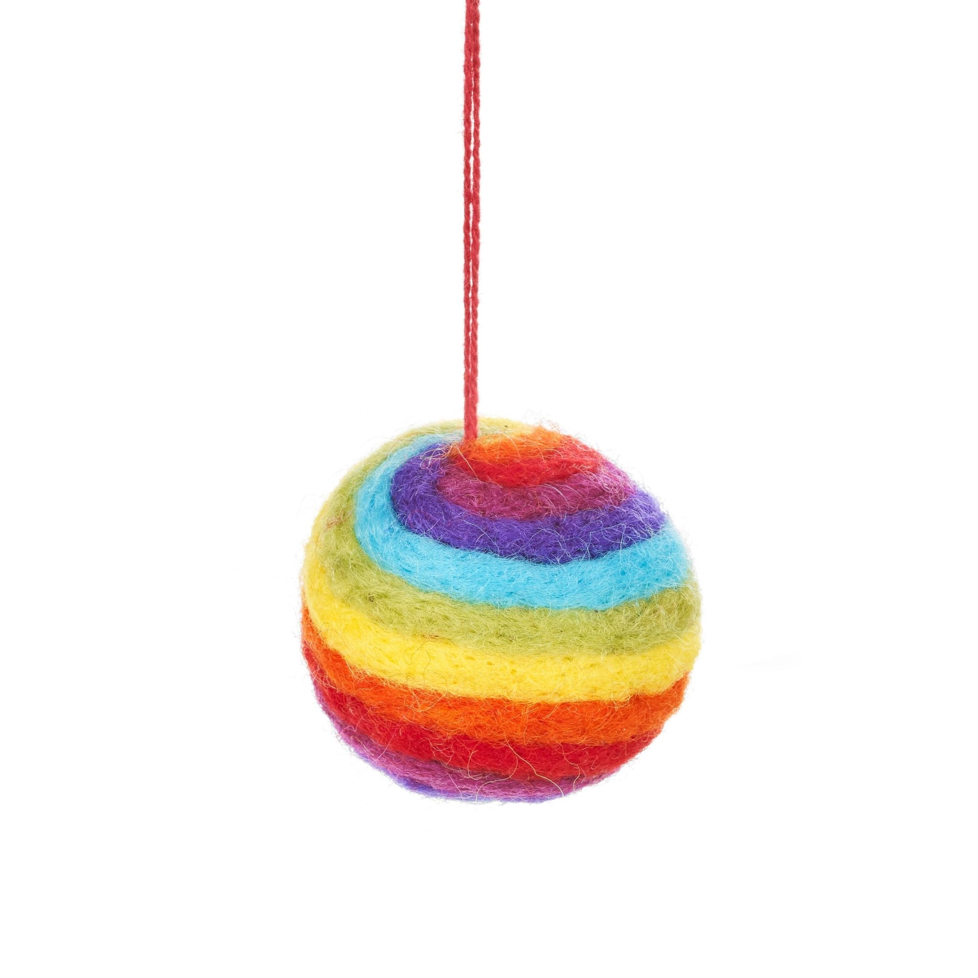Handmade Felt Rainbow Bauble | Hanging Christmas Decoration - Wildash London