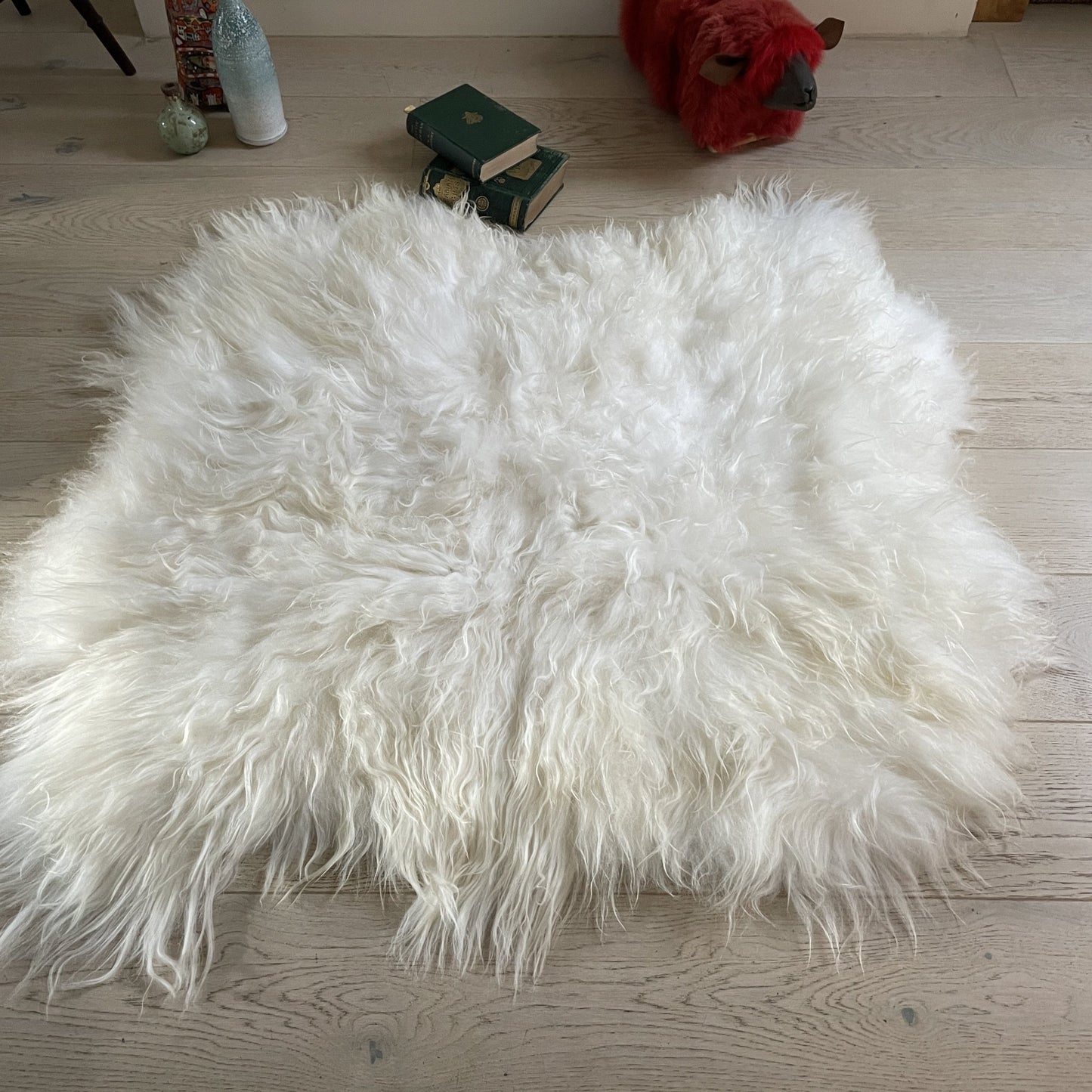 Icelandic Sheepskin Long Fur Rug 100% Natural White Sheep Skin Throw ALL SIZES available Double, Triple, Quad, Penta, Sexto, Octo - Wildash London