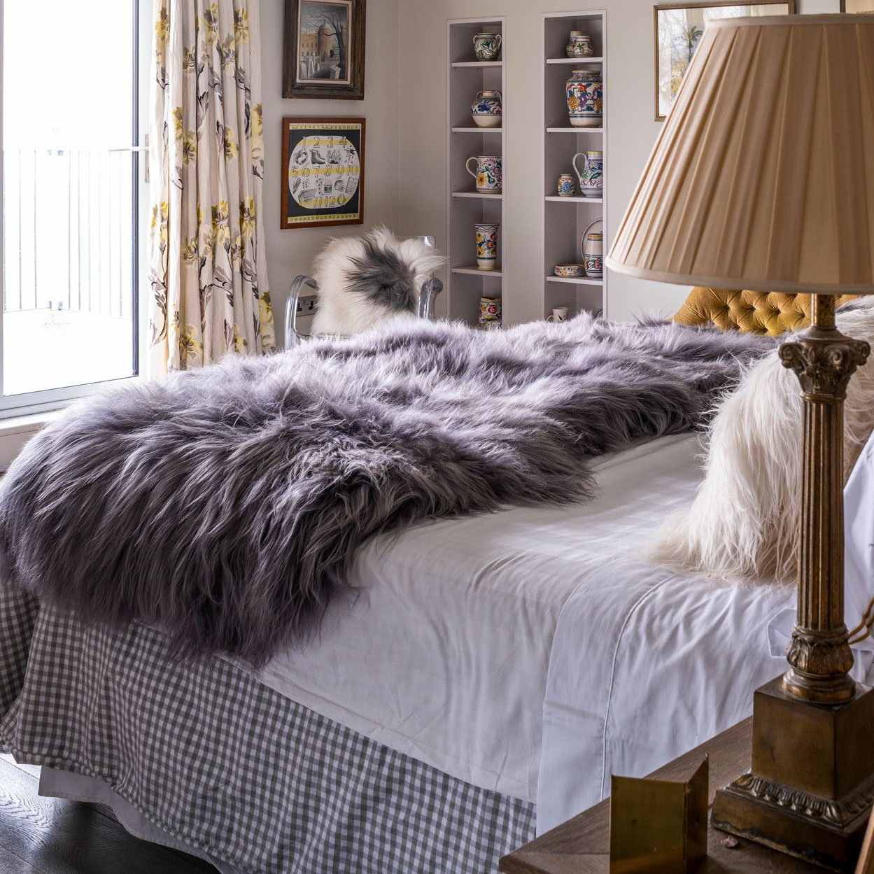 Icelandic Sheepskin Long Fur Rug Cool Grey 100% Sheep Skin Throw Quad - Wildash London