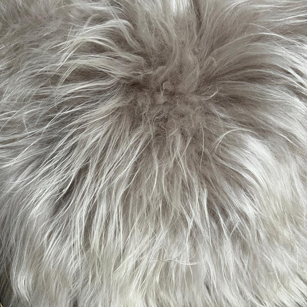 Icelandic Sheepskin Natural Long Dove Grey Cushion Square Double Sided - Wildash London