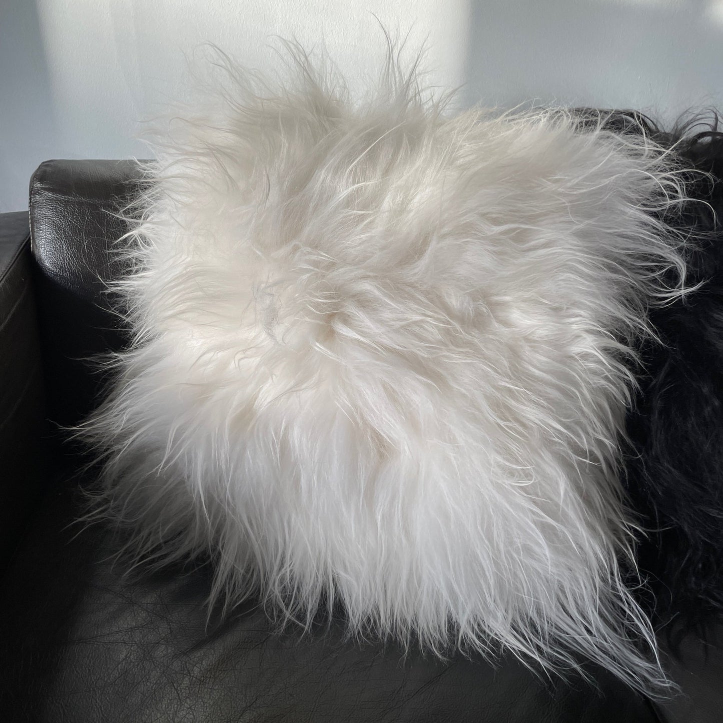 Icelandic Sheepskin Natural Long Natural White Cushion Square Double Sided - Wildash London