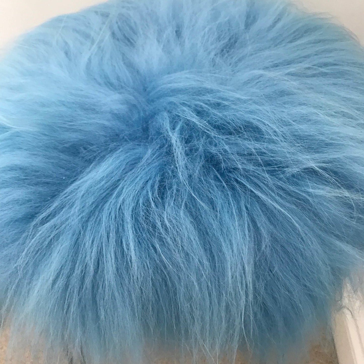 Icelandic Sheepskin Roundie Seat Cover Duck Egg Blue Long 35cm - Wildash London