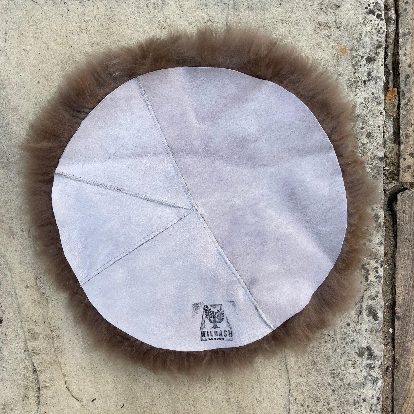 Icelandic Sheepskin Roundie Seat Cover Taupe Shorn 35cm - Wildash London