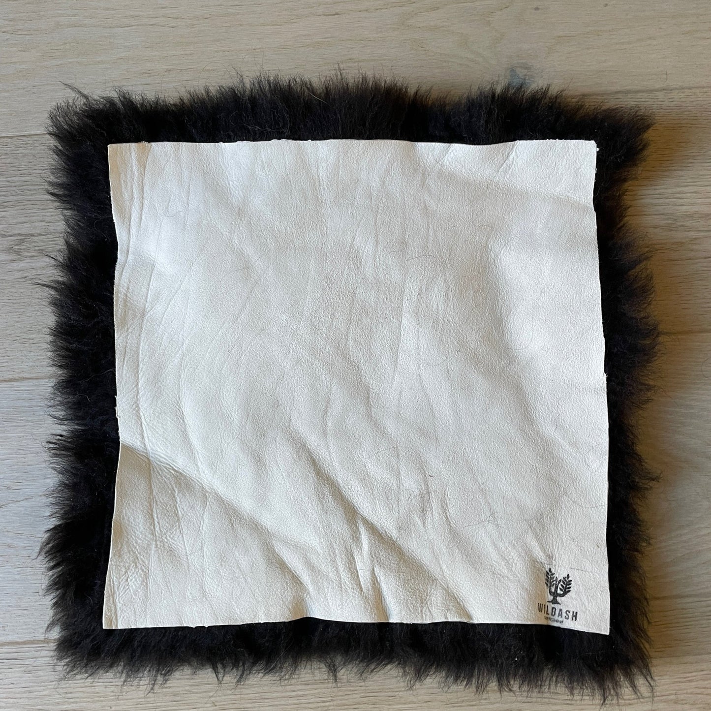 Icelandic Sheepskin Square Seat Cover 37cm Natural Black Shorn - Wildash London