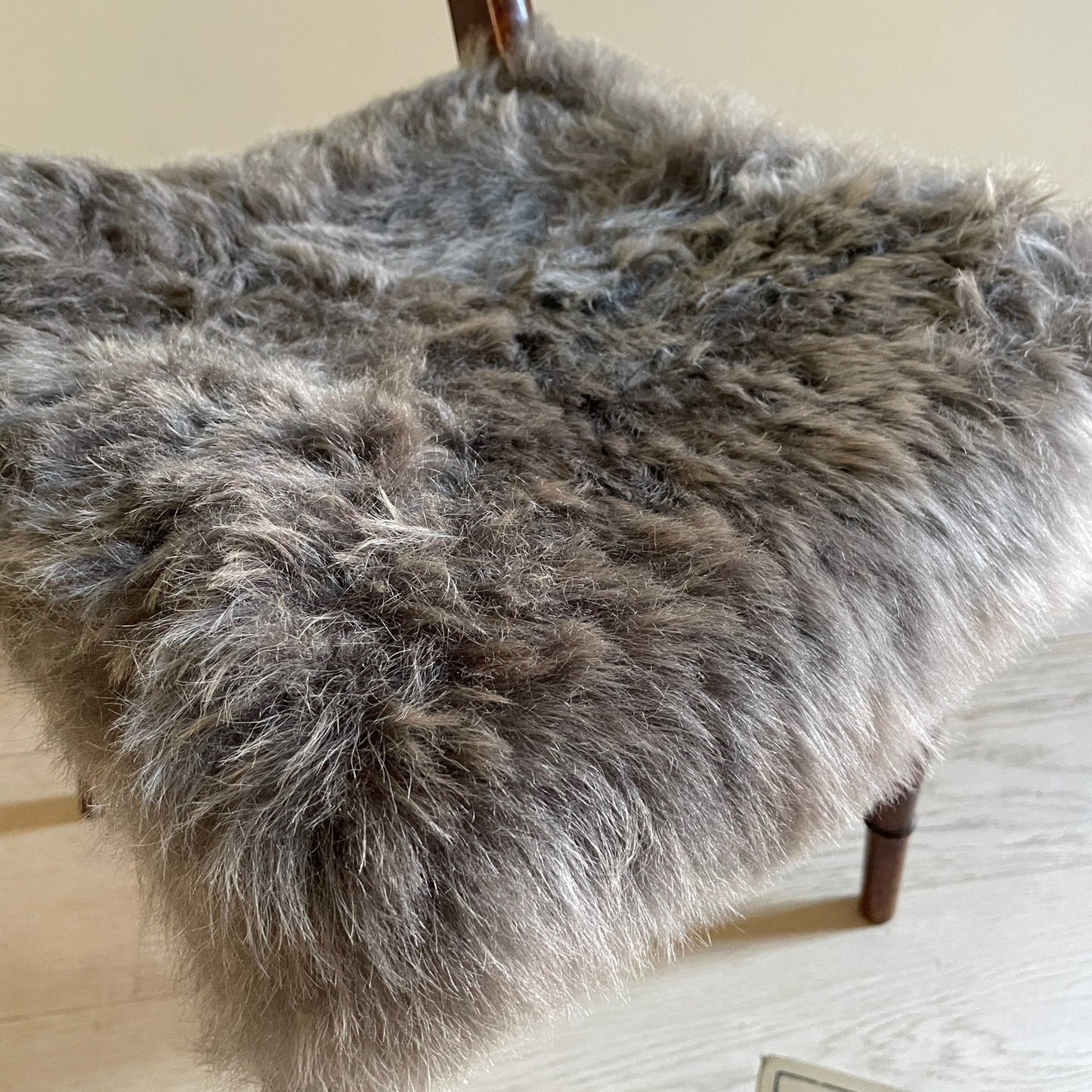 Icelandic Sheepskin Square Seat Cover 37cm Warm Grey Shorn - Wildash London