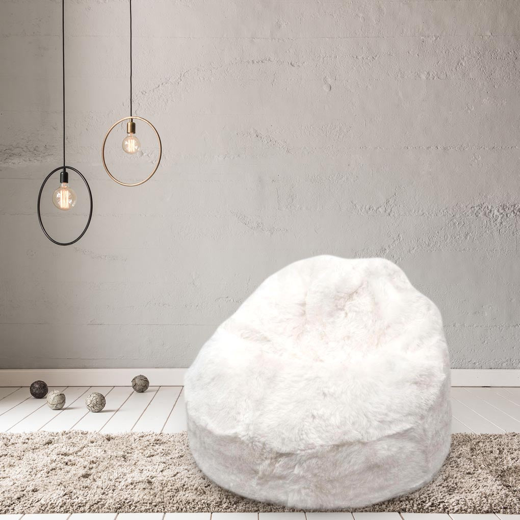Icelandic Shorn 50mm Sheepskin Beanbag Chair Natural White | Adult Large - Wildash London