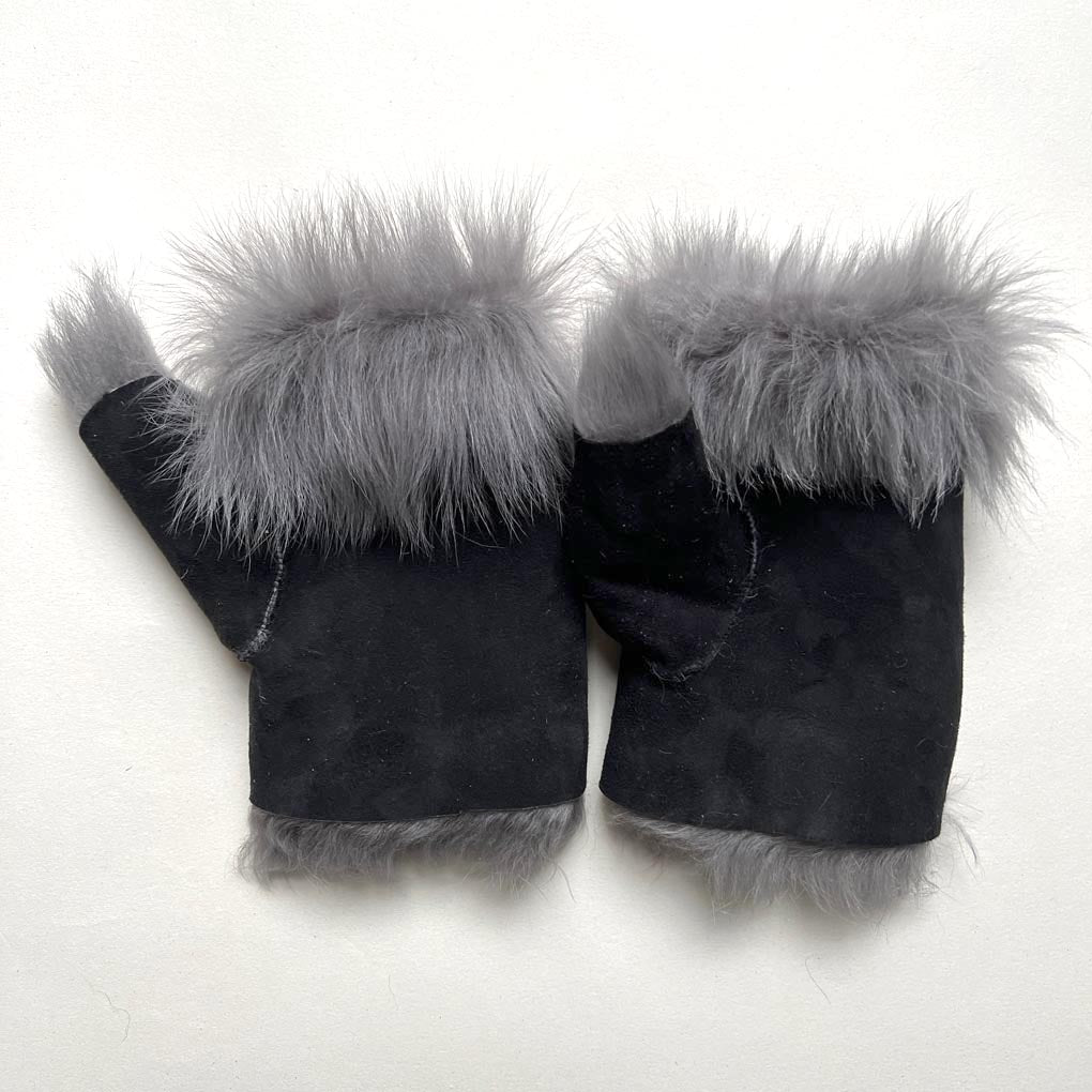 handschuhe schaffell Herren-Handschuhe aus Lammfell, fingerlos, wendbar, aus Schaffell