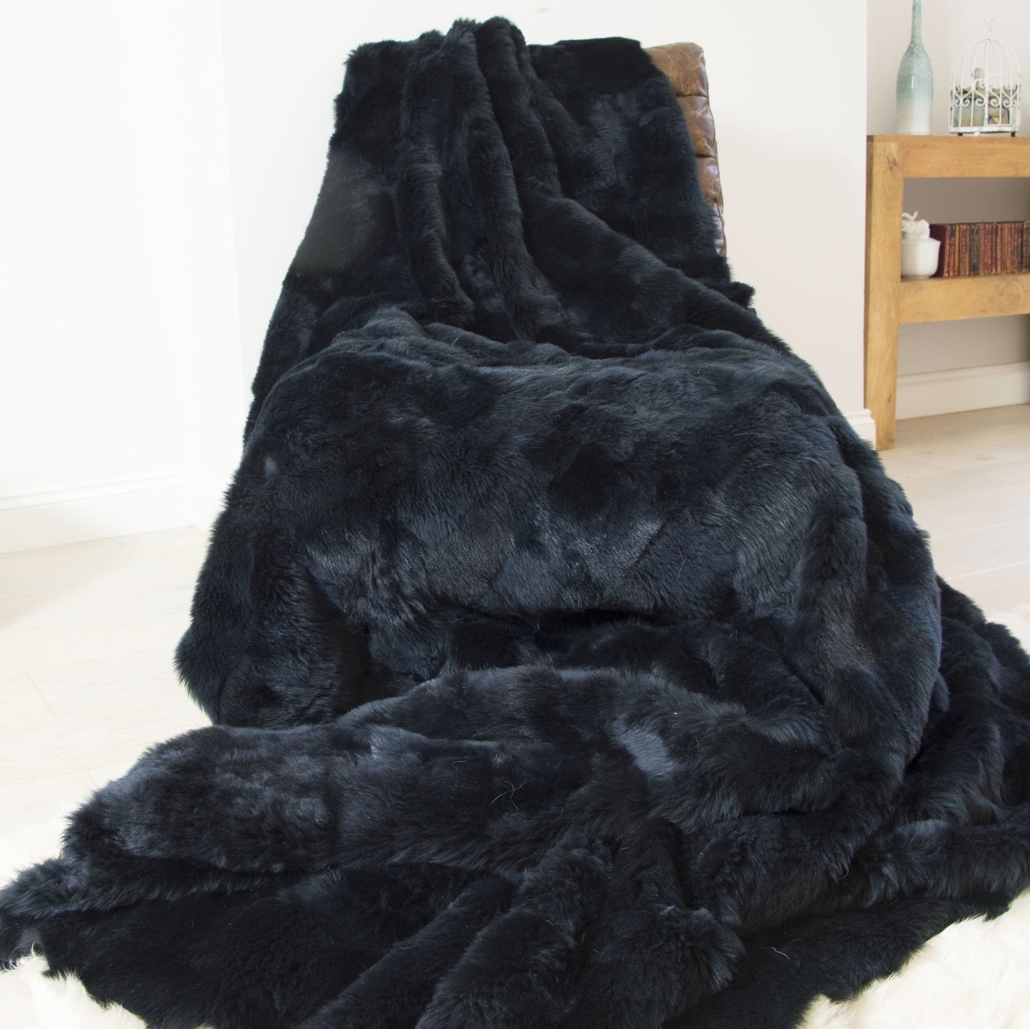 Midnight Blue Shorn Tuscan Shearling Throw | Shearling Rug - Wildash London