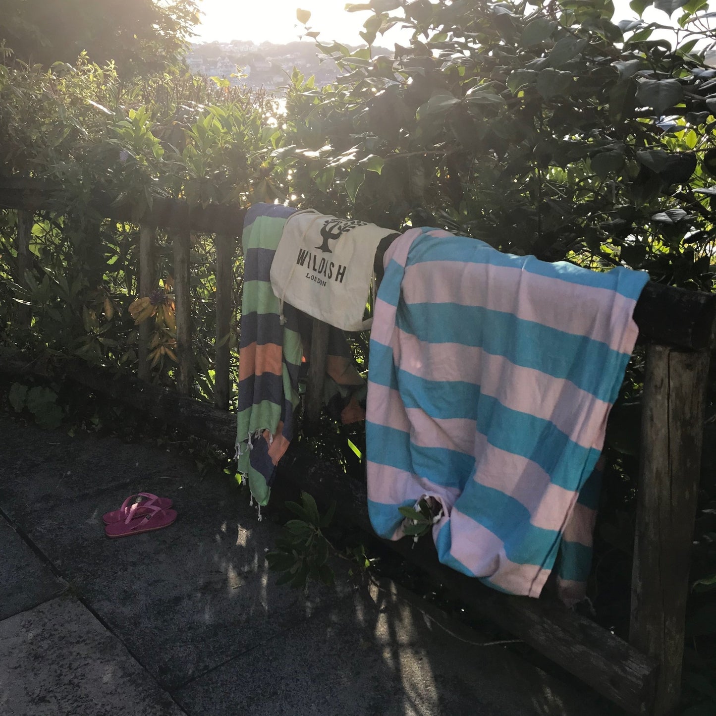 Riviera Hammam Towel Navy Mint Orange Stripe - Wildash London