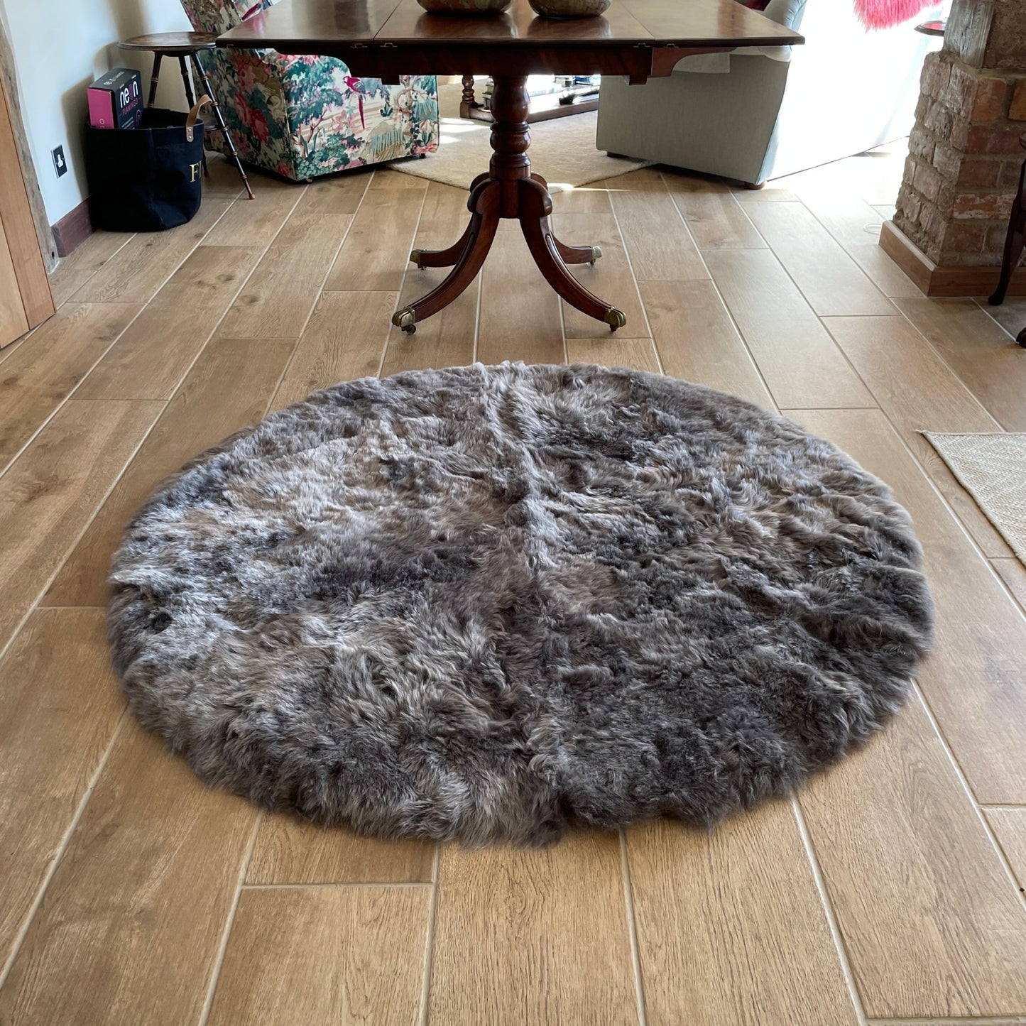 Round Icelandic Sheepskin Rug Warm Grey Shorn ALL SIZES - Wildash London