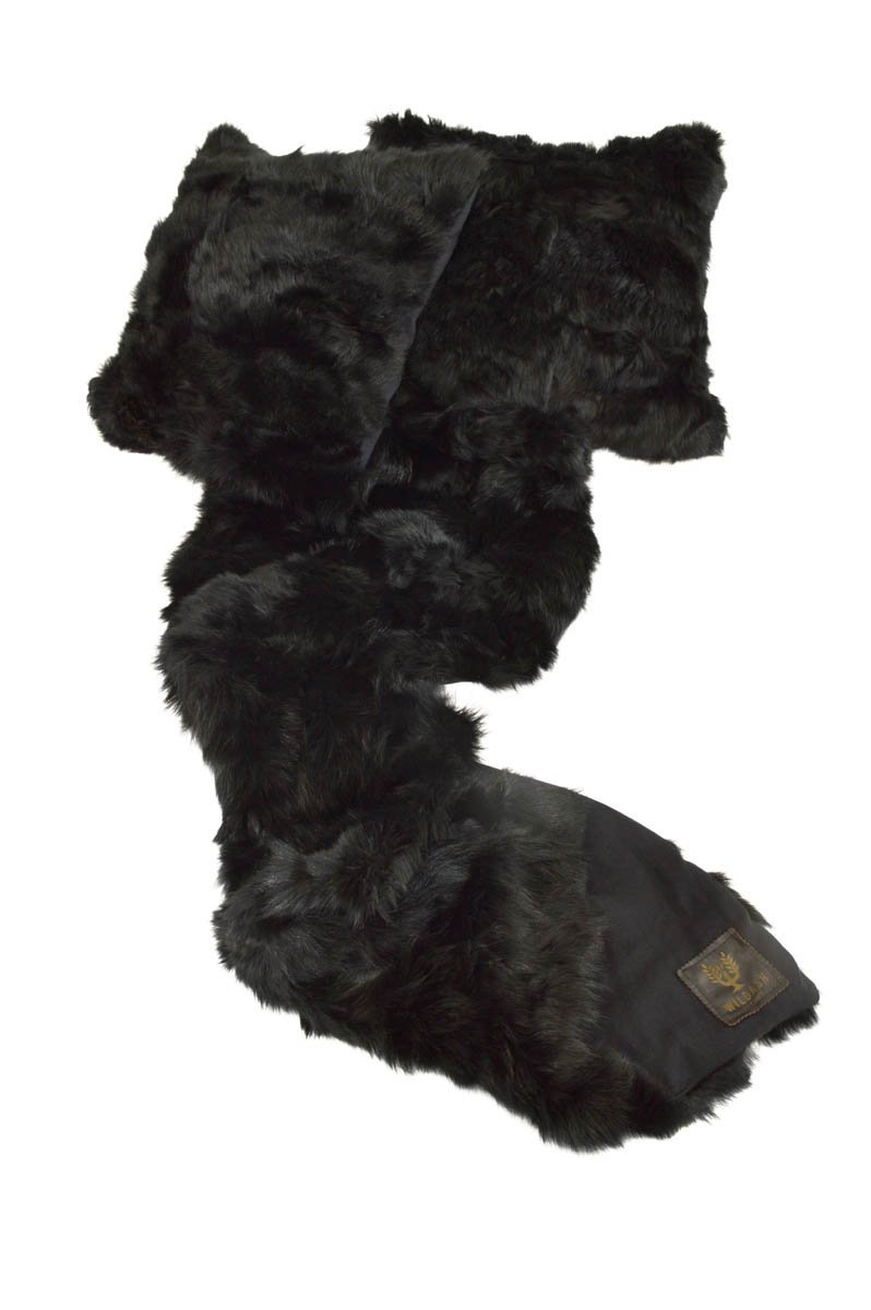 Shearling Cushion Square 45cm Black & Black Baby Cord - Wildash London