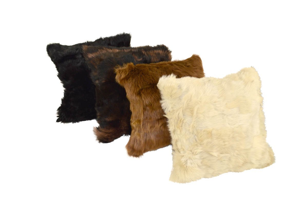 Shearling Cushion Square 45cm Rich Brown & Lavender Baby Cord - Wildash London