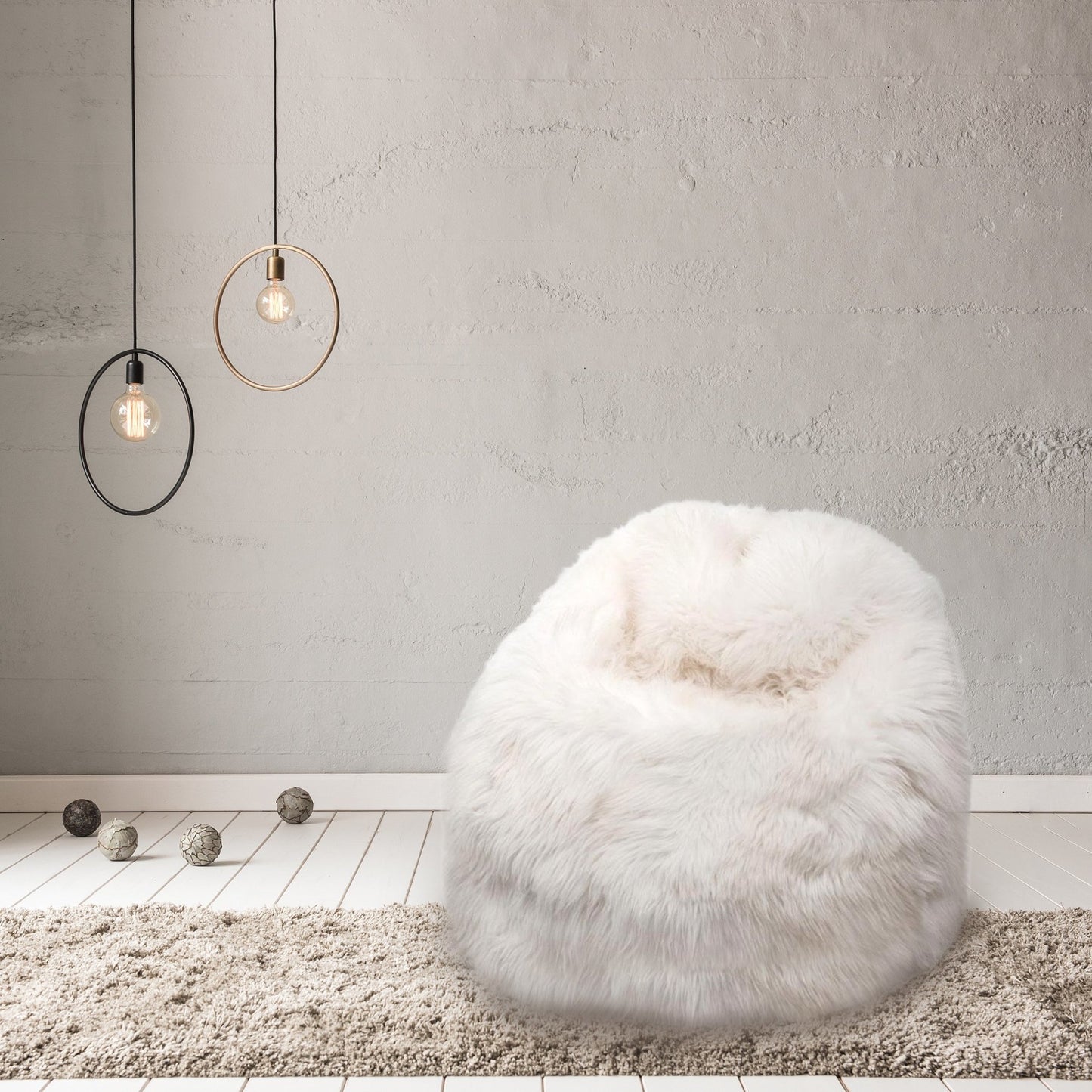 Sheepskin Beanbag Chair 100% Natural British White Bean Bag - Wildash London