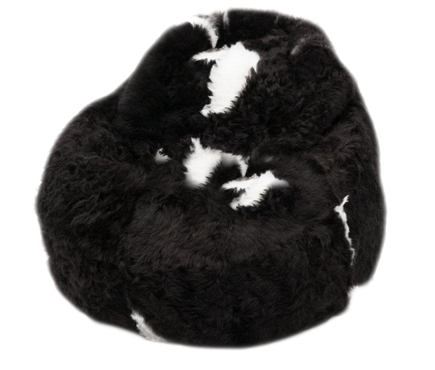 Sheepskin Beanbag Chair Icelandic Shorn Black with White Spots - Large - Wildash London