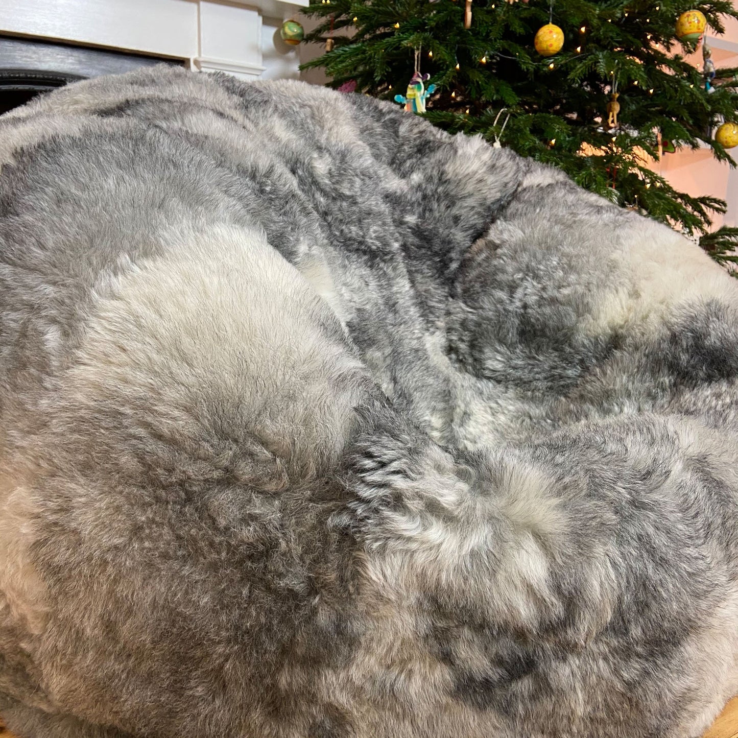 Sheepskin Beanbag Chair Icelandic Shorn Sheepskin Natural Grey Bean Bag - The Pillbox - Wildash London