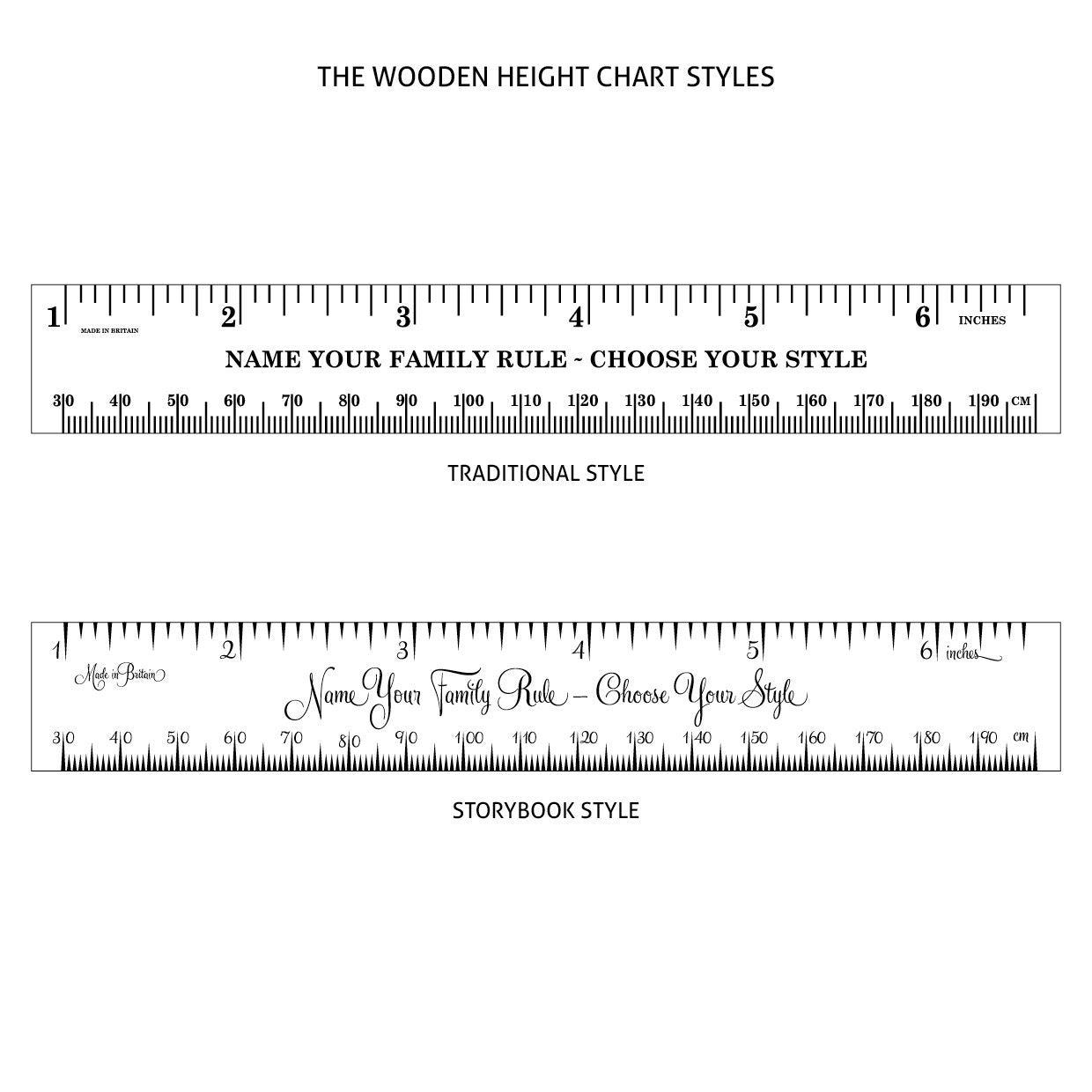 Shorty Kids Ruler Personalised Height Chart Solid Oak - Wildash London