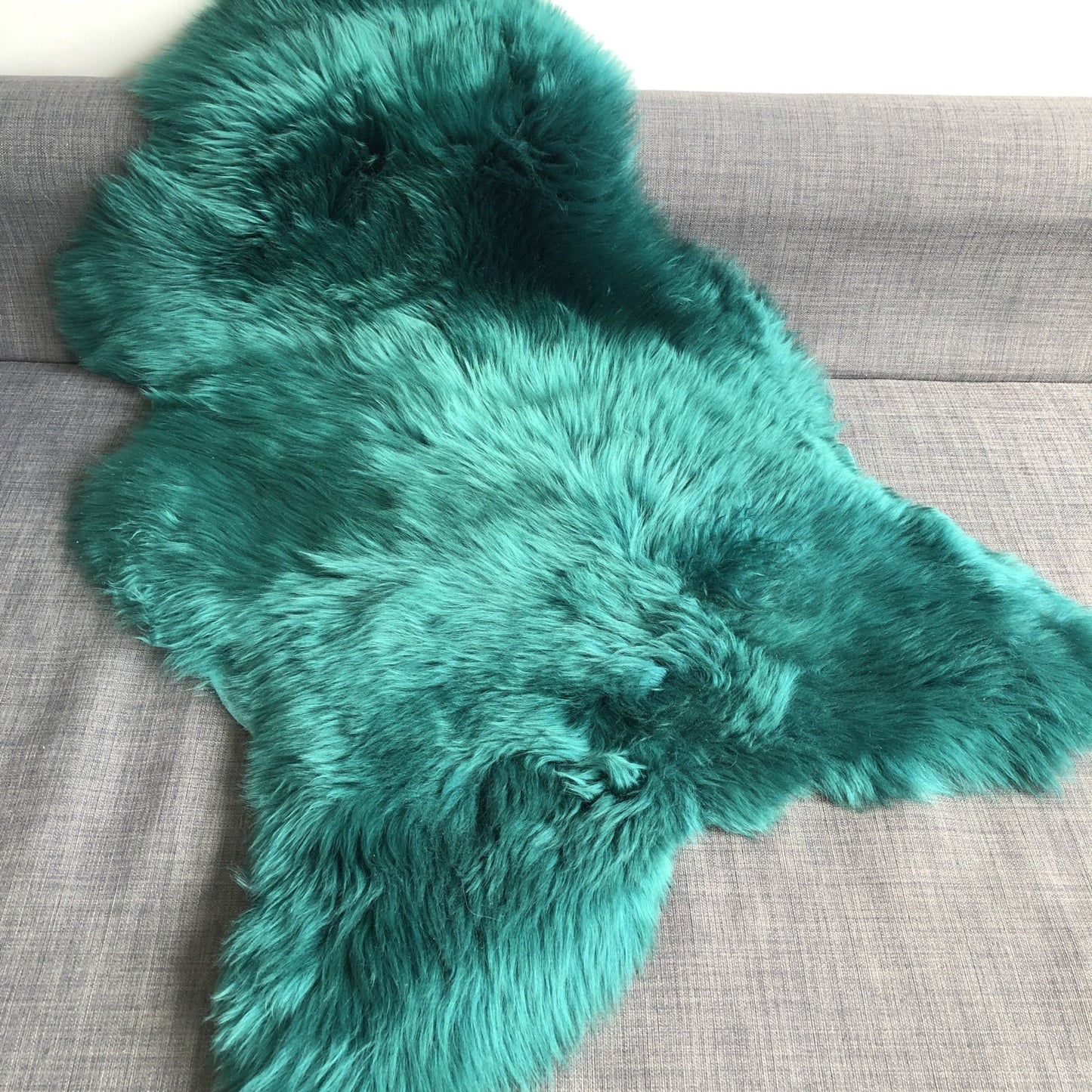 Swedish Sheepskin Rug Sheep Skin Throw - Emerald Green - Hygge Nordic Decor - Wildash London