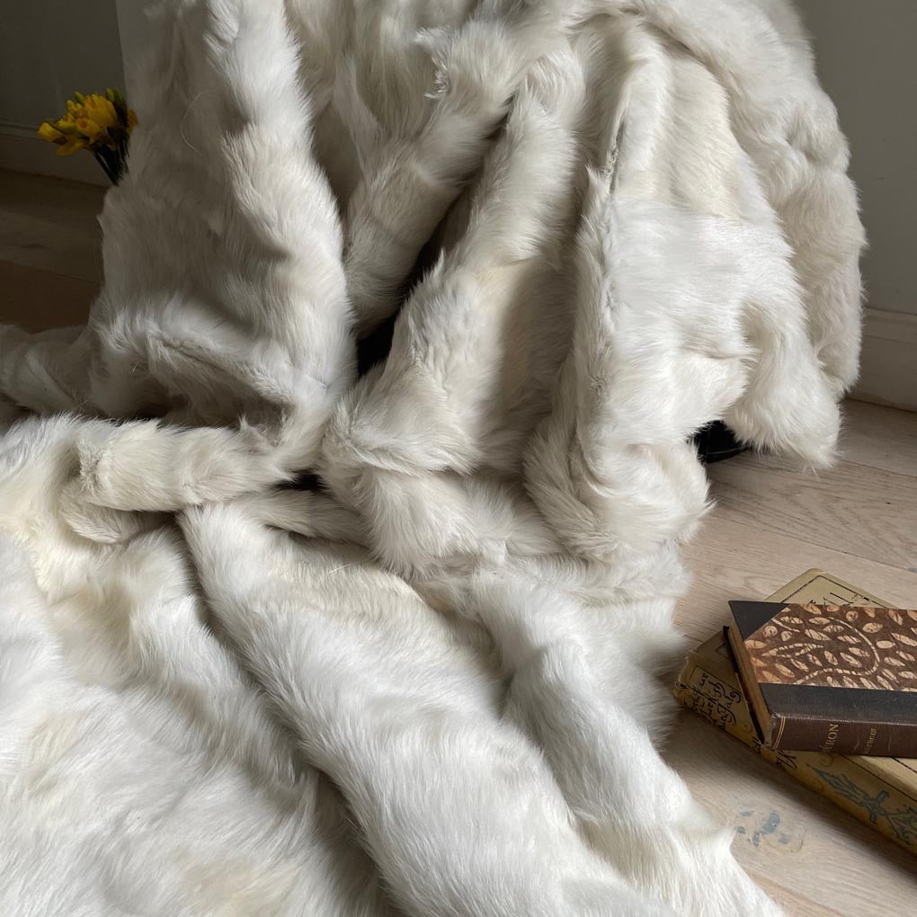Toscana Shearling Throw | Rug | China White - Wildash London