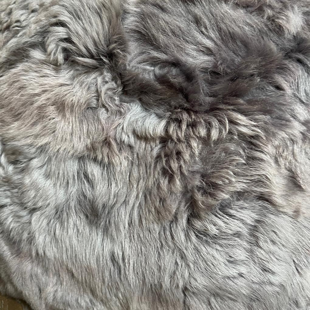 Tuscan Shearling Cushion Square 45cm Silver Grey & Black Merino Wool - Wildash London