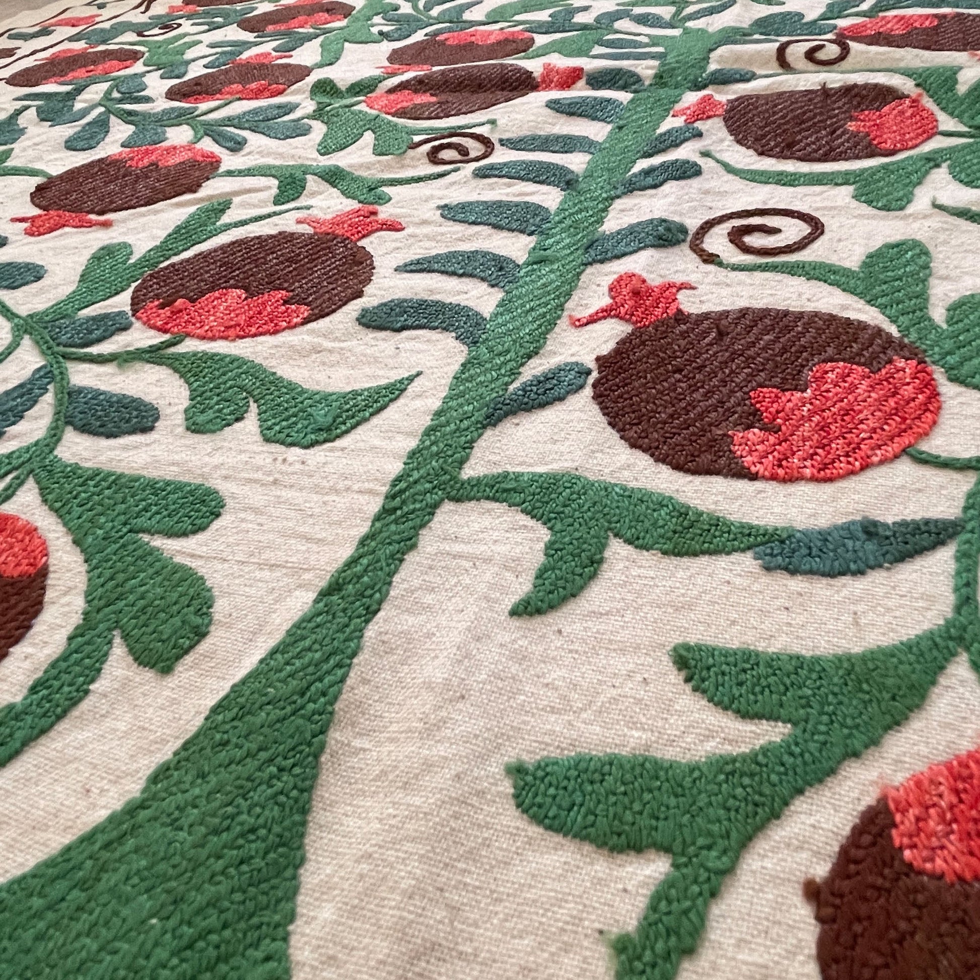 Uzbeki Suzani Hand Embroidered Textile Wall Hanging | Home Décor | Square | 100cm x 100cm SUZ0410005 - Wildash London