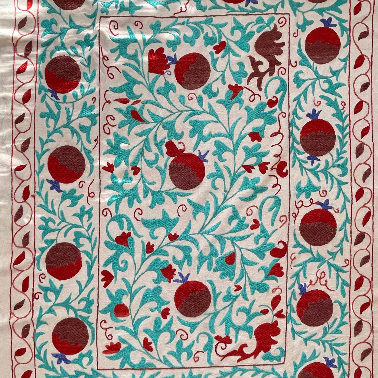 Uzbeki Suzani Hand Embroidered Textile Wall Hanging | Home Décor | Throw | 108cm x 150cm SUZ220518009 - Wildash London