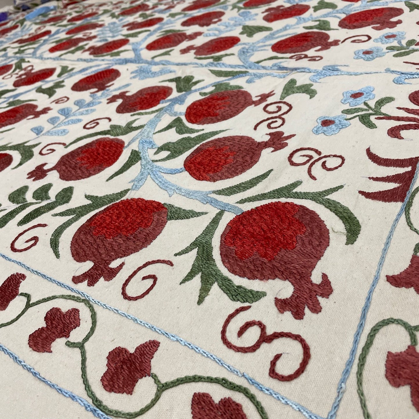 Uzbeki Suzani Hand Embroidered Textile Wall Hanging | Home Décor | Throw | 50cm x 100cm SUZ1205009 - Wildash London