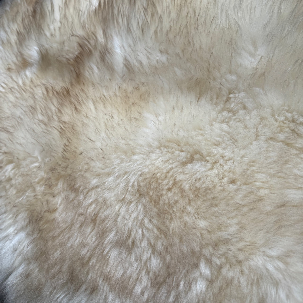 British Sheepskin Rug | Fleece | Natural Latté | Cream & Brown Tipped Throw | Large