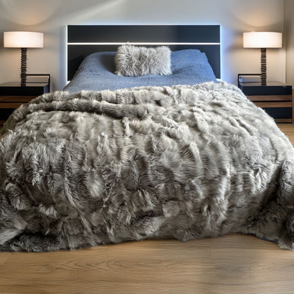 Light Grey Toscana Shearling Throw | Sheepskin Blanket | Rug | 140cm x 240cm | 241004LG