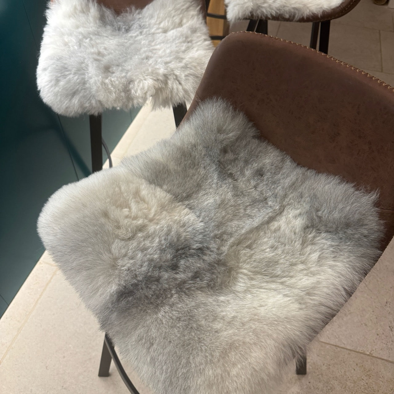 Icelandic Sheepskin Square Seat Cover – 37cm Natural Grey Shorn