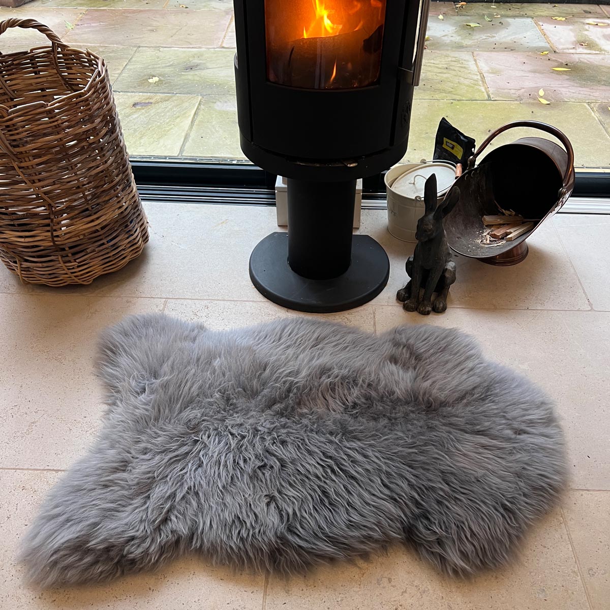 Tapis en peau de mouton britannique Jeté en peau de mouton - Gris ardoise - Hygge Nordic Décor