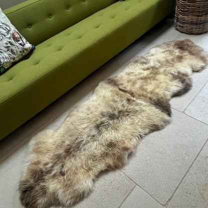 Rare Breed Champagne Mix British Sheepskin Fur Rug 100% Natural Runner | Double Back to Back