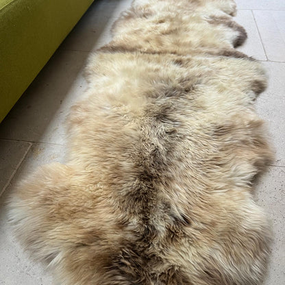 Rare Breed Champagne Mix British Sheepskin Fur Rug 100% Natural Runner | Double Back to Back